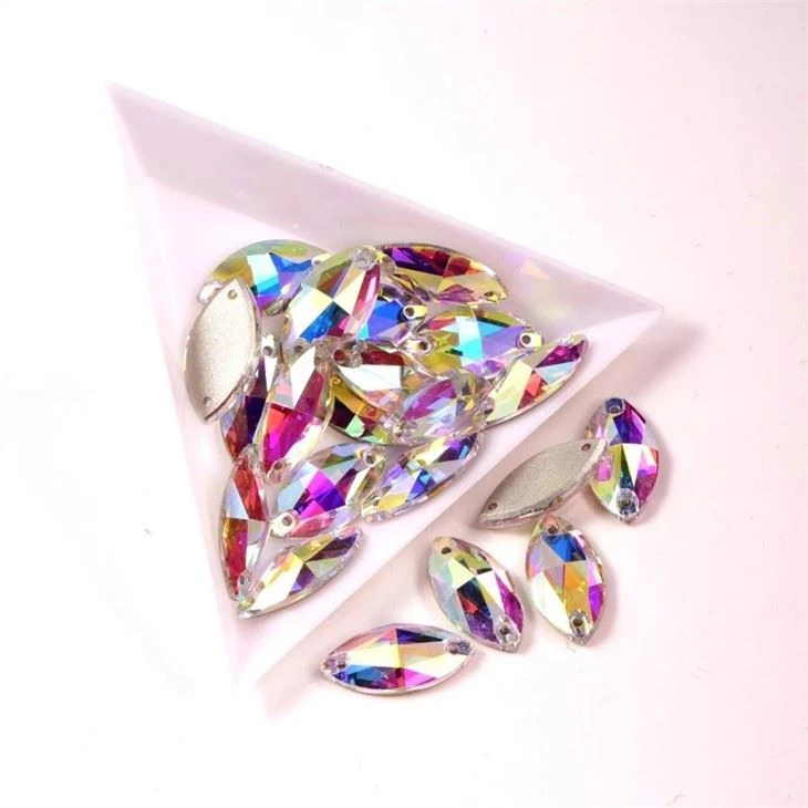 large Sew On Gold Flat Back Rhinestone